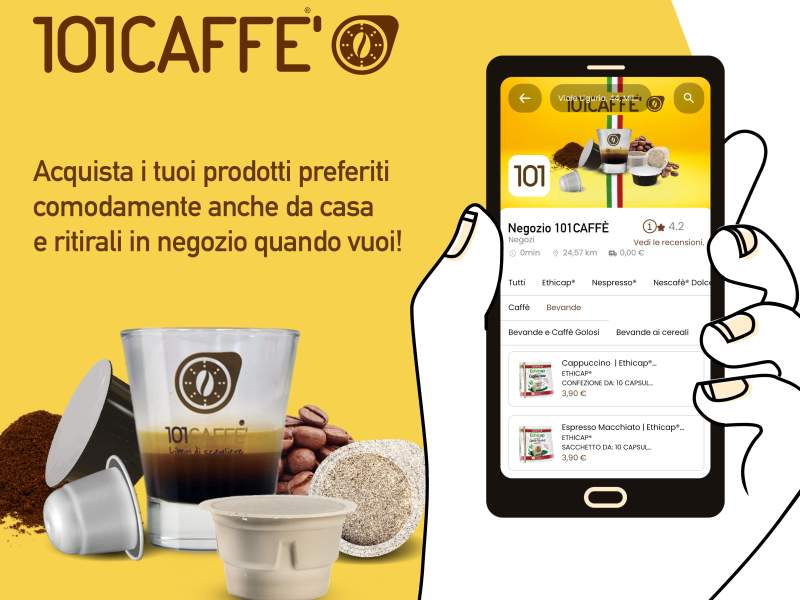 La nuova app di 101 Caffè per acquisti e ordinazioni (anche nelle caffetterie Fast Gourmet)