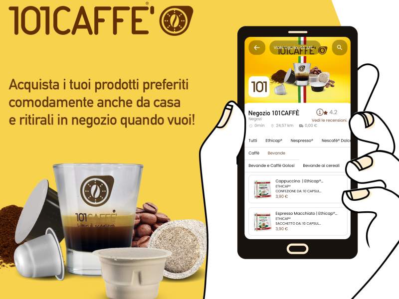 La nuova app di 101 Caffè per acquisti e ordinazioni (anche nelle caffetterie Fast Gourmet)