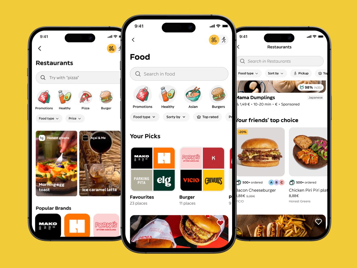 La nuova schermata dell'app Glovo con le funzionalità social networking e Picks