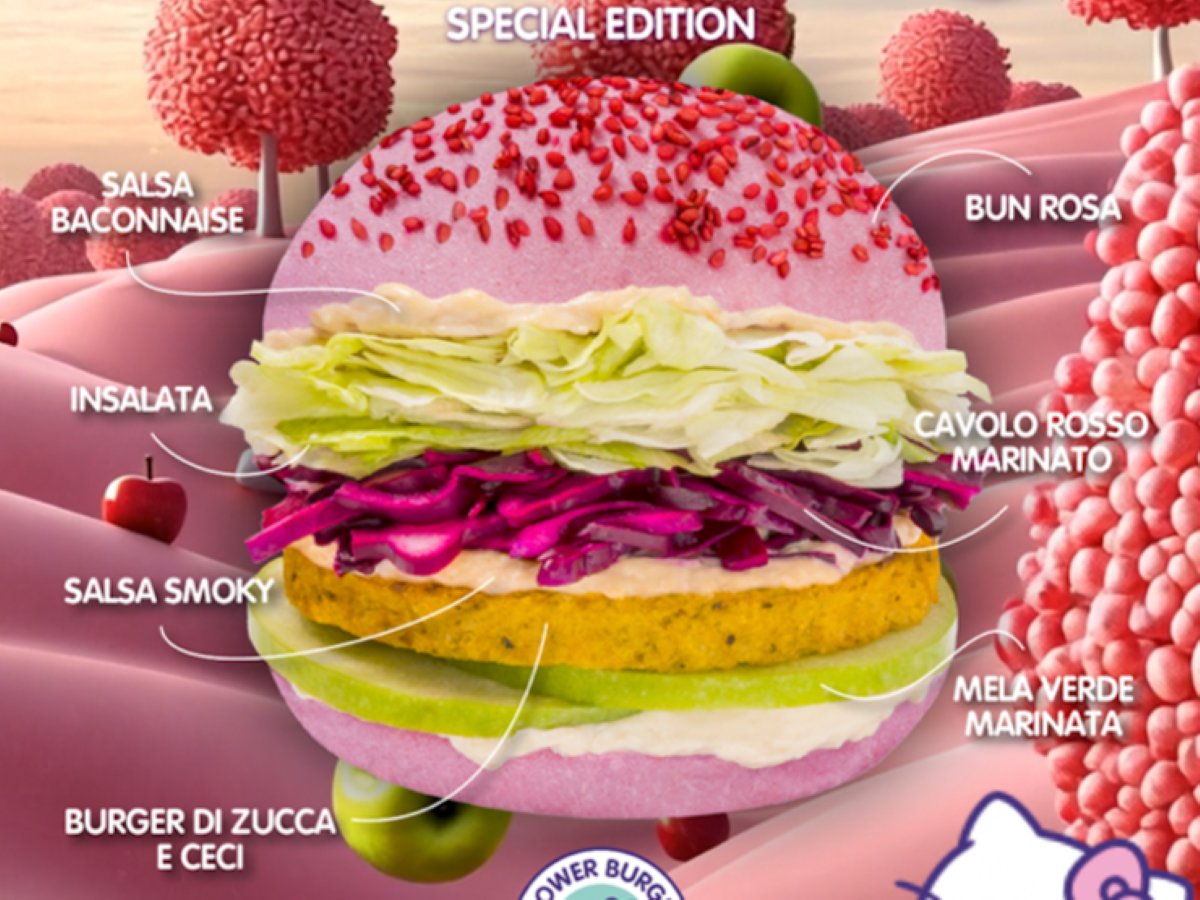 L'hamburger plant based nato dalla collaborazione fra Flower Burger e Hello Kitty