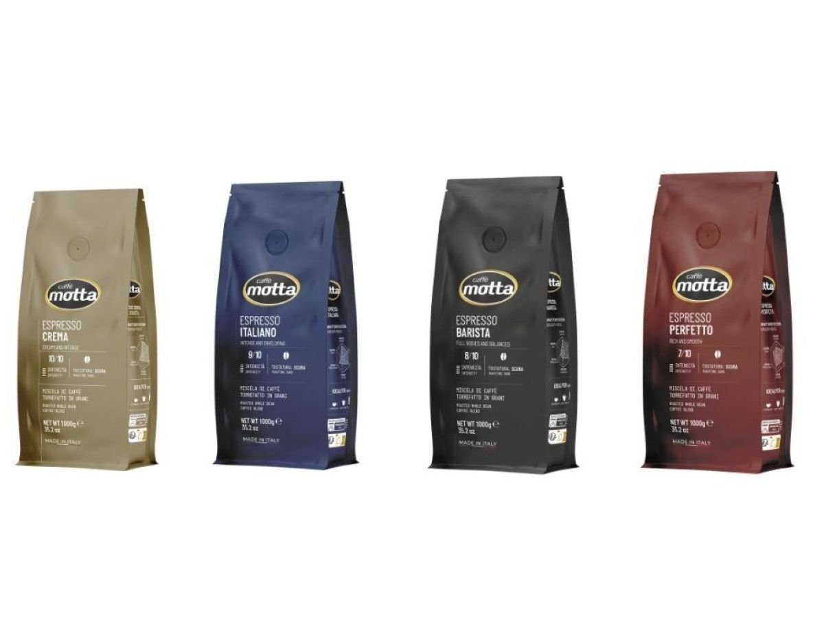 Le 4 miscele in grani della nuova linea professional di Caffè Motta