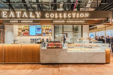 Il bancone di Eataly Collection a Milano Linate con Avolta