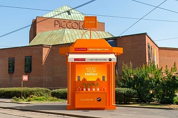 Il rendering del pop-up Caffè Vergnano-Clarins