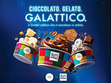 La collaborazione tra Ritter Sport e La Romana dal 1947 propone tre iconiche tavolette di cioccolato in versione gelato