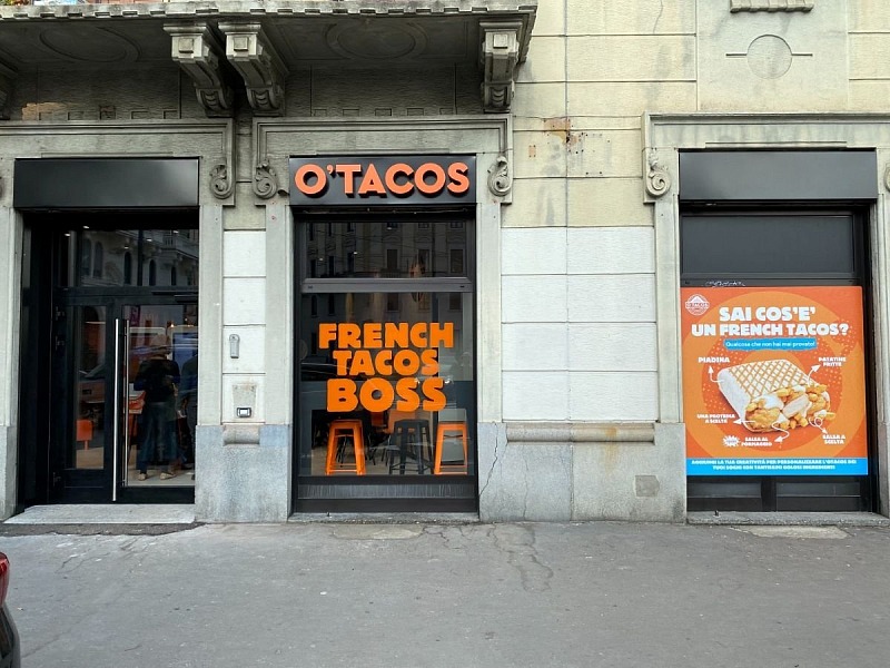 Un punto vendita O'Tacos in Italia (5 in totale e oltre 400 nel mondo)