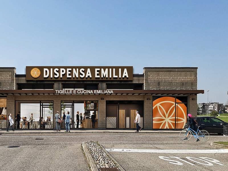 Dispensa Emilia apre a Pantigliate (MI) il 19° format stand alone Il rendering del nuovo ristorante Dispensa Emilia di Pantigliate, il 17° in Lombardia