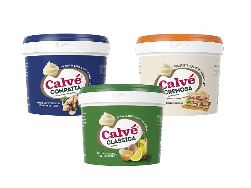 Calvé rinnova il packaging della maionese dedicata al foodservice Le tre maionesi Calvé nel formato da 5 litri per il canale foodservice