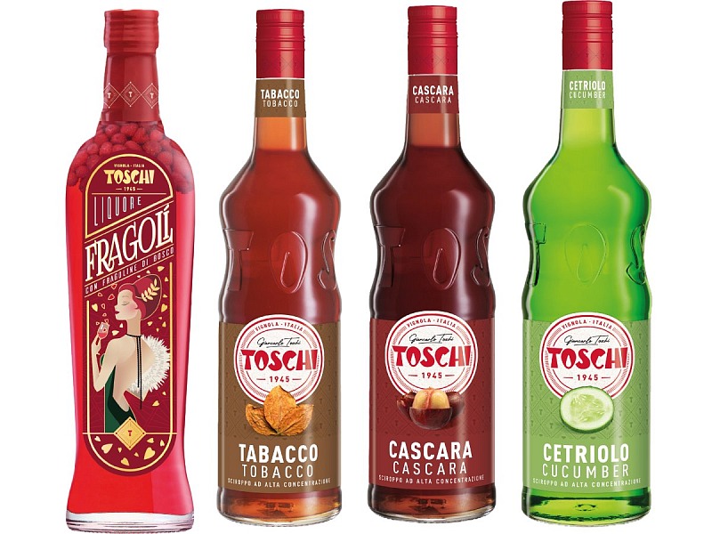 Toschi Vignola ridisegna liquori e sciroppi per l'uso professionale La nuova veste grafica dei liquori e sciroppi Toschi Vignola